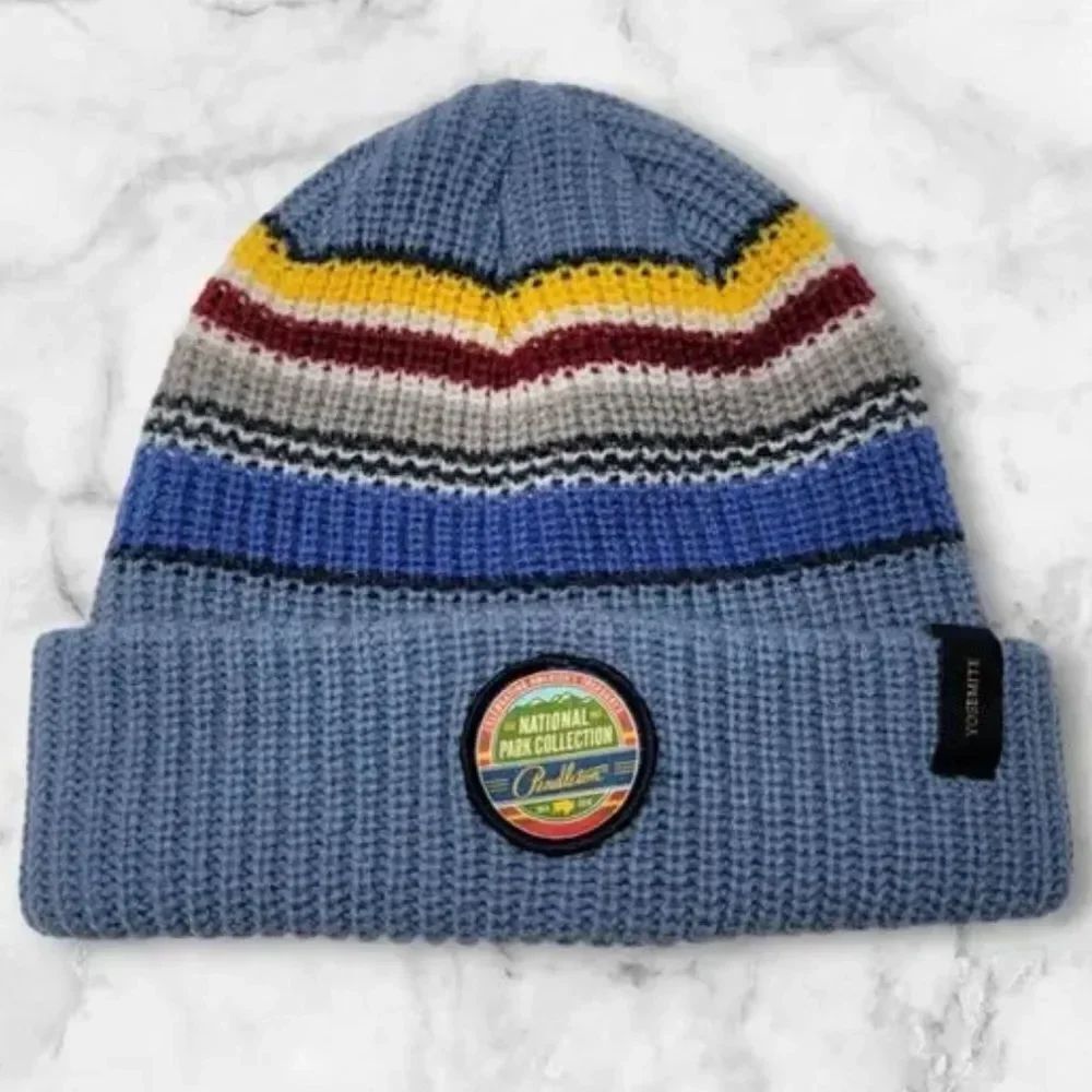Pendleton National Park Collection Beanie with Blue and Gray Stripes